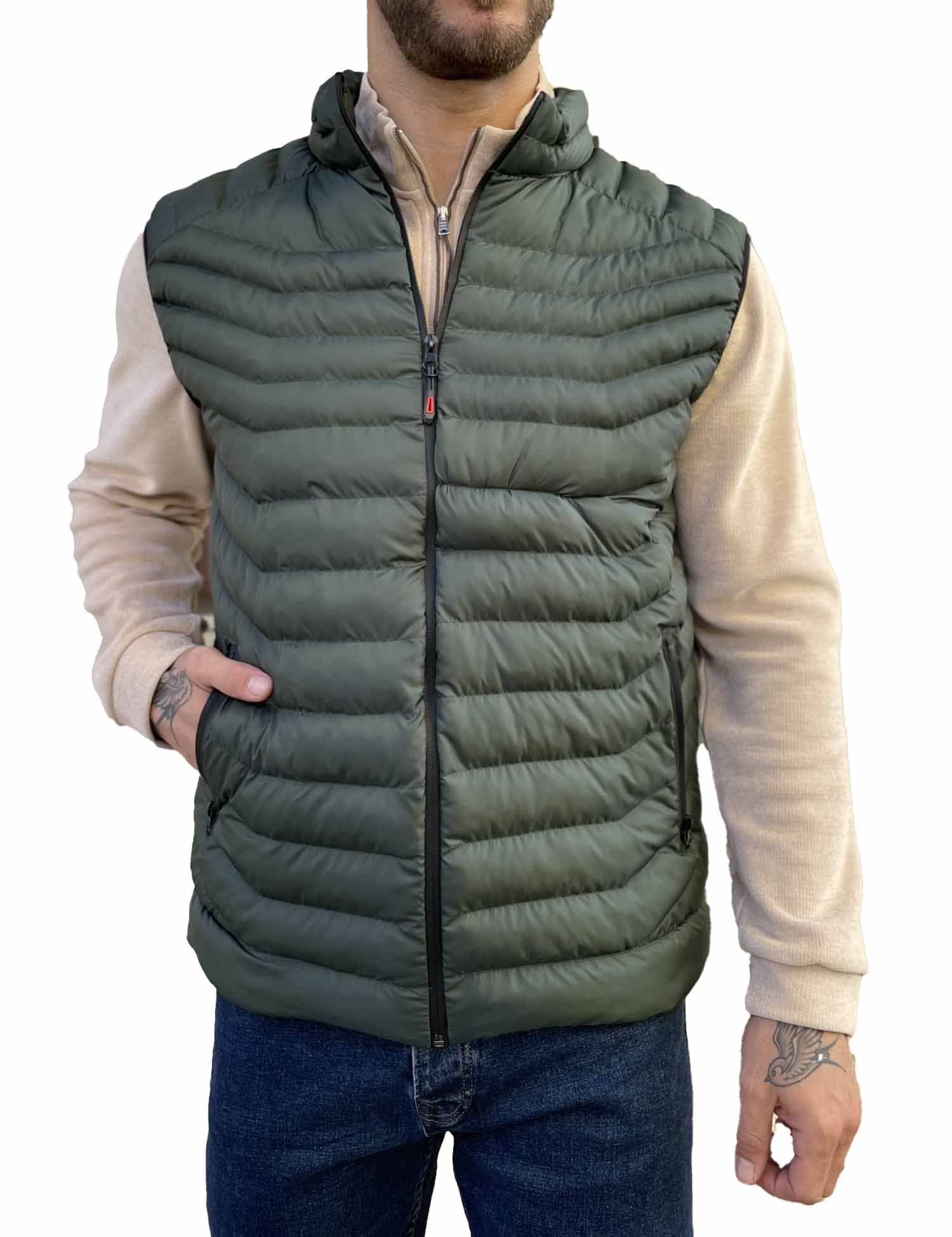 Ανδρικό κυπαρισσί αμάνικο μπουφάν καπιτονέ 3417K φωτογραφία